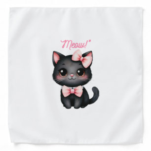 Cute Black Cat with Bow for Halloween Decoration Bandana