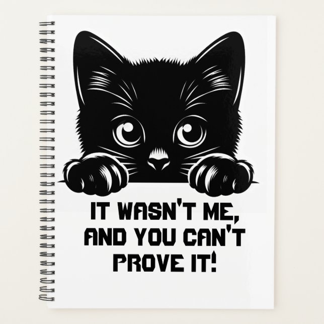 Cute Black Cat With Funny Quote Planner (Front)