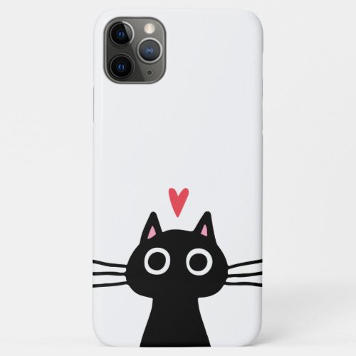Cute Black Cat with Heart iPhone 11 Pro Max Case