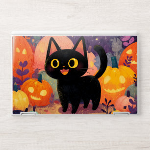 Cute Black Cat with Jack-o’-Lanterns - Laptop Skin