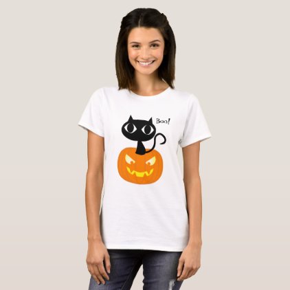 Cute Black Cat with Pumpkin Halloween Shirt