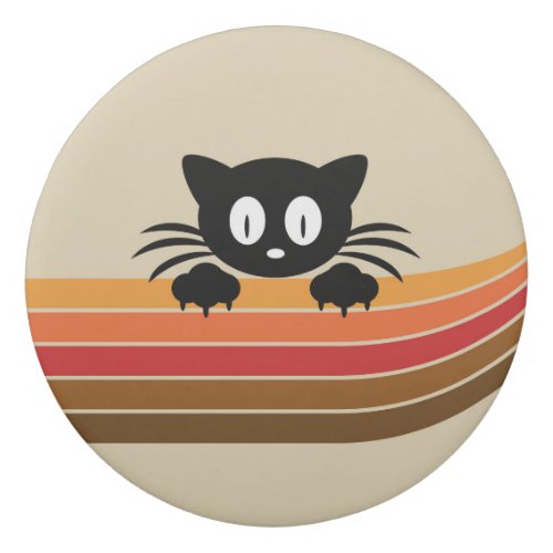 Cute black cat with retro stripes eraser
