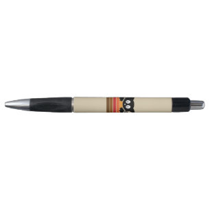 Cute black cat with retro stripes pen