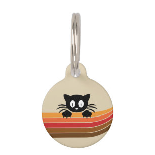 Cute black cat with retro stripes  pet ID tag
