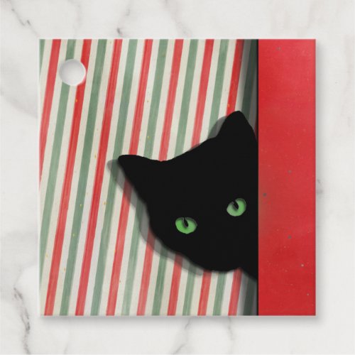 Cute Black Cat with Striped Background Gift Tags