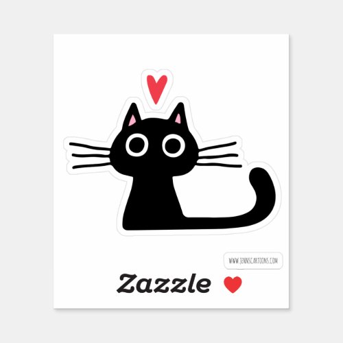 Cute Black Cat with Valentine Heart Sticker