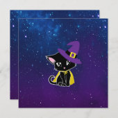 Cute Black Cat Wizard Under the Stars Keychain (Front/Back)