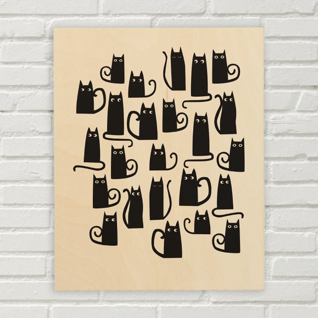 Cute Black Cat Wood Wall Art (Creator Uploaded)