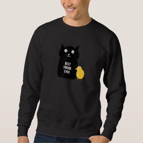 Cute Black Cat Yellow Chick Best Friend Ever Men W Sweatshirt
