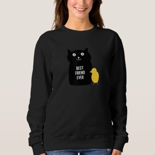 Cute Black Cat Yellow Chick Best Friend Ever Men W Sweatshirt
