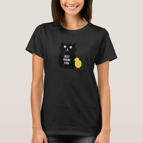 Cute Black Cat Yellow Chick Best Friend Ever Men W T_Shirt