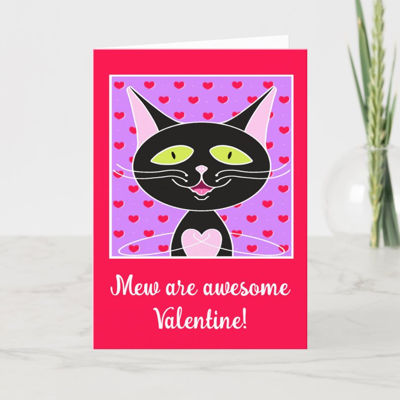 Cute Black Cat You Are Awesome Valentines Day Holiday Card