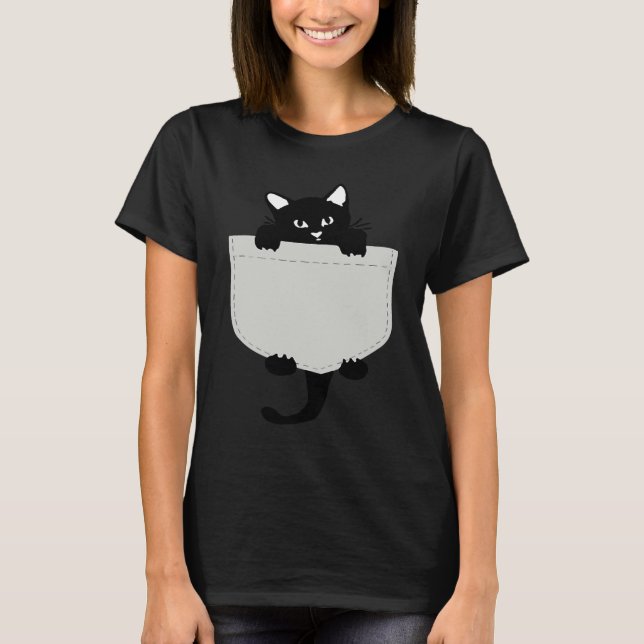 Cute Black cat You are my Meow Cat In Pocket Cute  T-Shirt (Front)