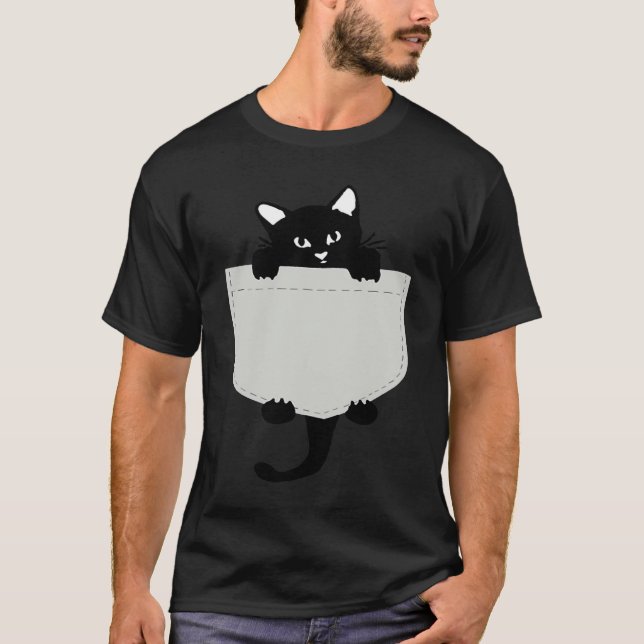 Cute Black cat You are my Meow Cat In Pocket Cute  T-Shirt (Front)
