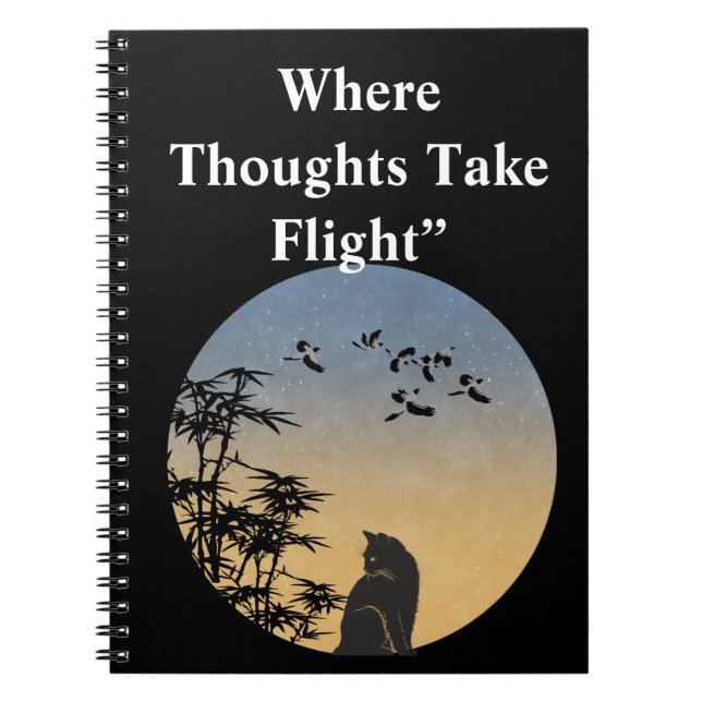 Cute Black cate in nutural inder  sky moon\waterco Notebook (Front)