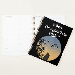 Cute Black cate in nutural inder sky \watercolor Planner