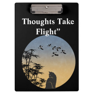 Cute Black cate inder sky \nutural watercolor Clipboard