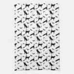 Cute Black Cats And Bats Pattern Fun Halloween Kitchen Towel