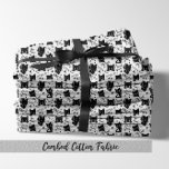 Cute Black Cats and Sayings Pattern Fabric
