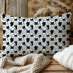 Cute Black Cats and Sayings Pattern Pillow Case