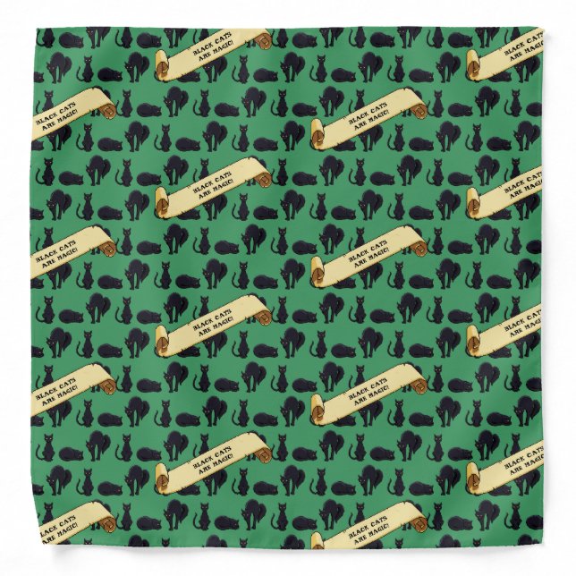 Cute Black Cats Are Magic Pattern Pixel Artwork Bandana (Front)