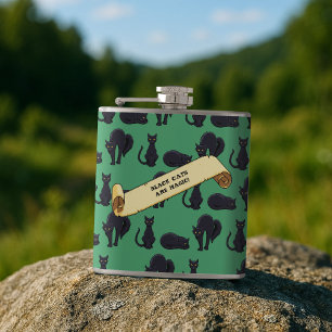 Cute Black Cats Are Magic! Retro Pixel Style Art Flask