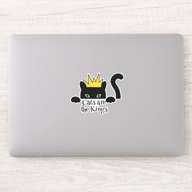 Cute Black Cats are the Kings Sticker (Computer)