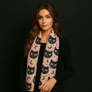 Cute Black Cats & Celestial Halloween Scarf