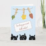 Cute Black Cats Fall Leaves Thinking Of You Card