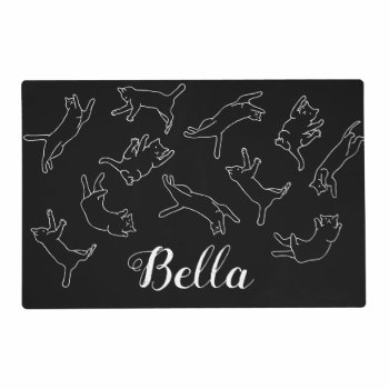 Cute Black Cats Falling Custom Name Placemat by tattooWears at Zazzle