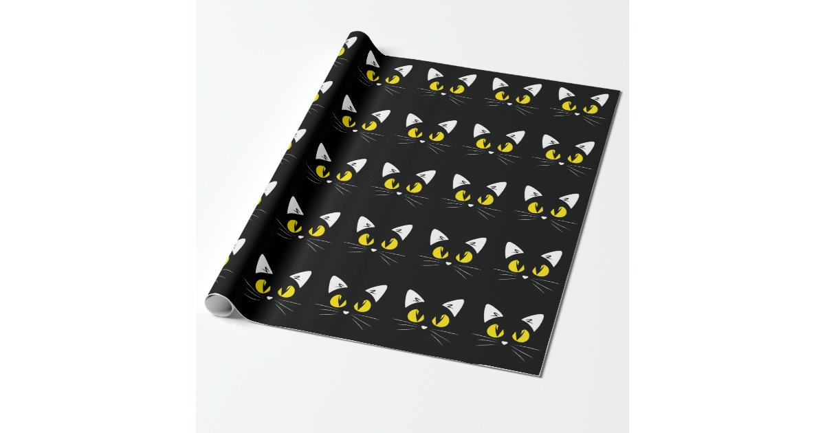 Cute Black Cats Halloween Birthday Wrapping Paper Zazzle Com