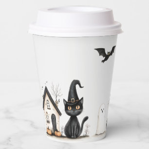 Cute Black Cats Halloween Party Paper Cups
