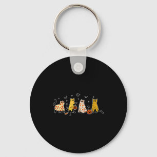 Cute Black Cats In Ghost Costume Women And Men Hal Keychain
