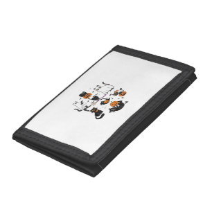 Cute Black Cats in Ghost Costume Women and Men Hal Trifold Wallet