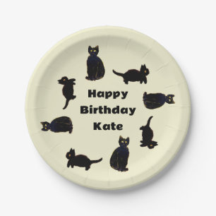 Cute Black Cats Kitty Custom Paper Plates