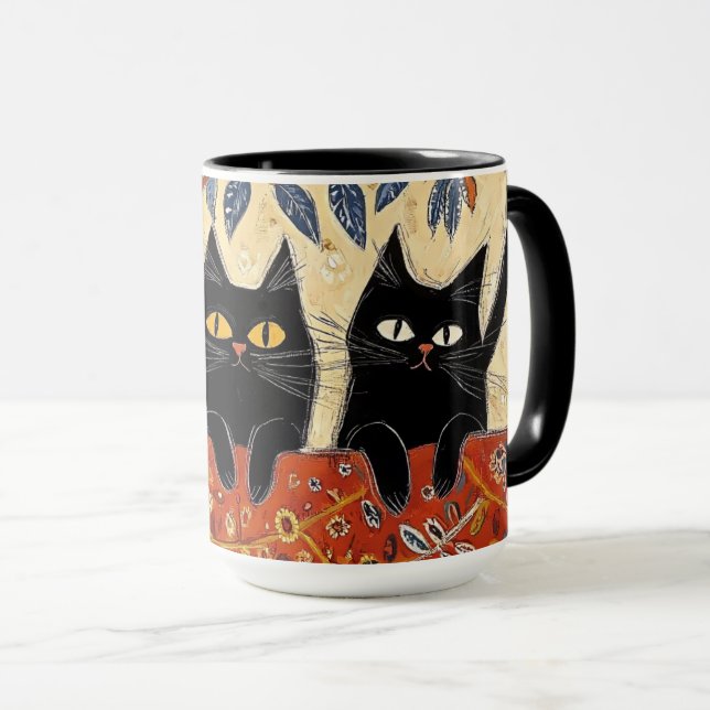 Cute Black Cats Mug (Front Right)