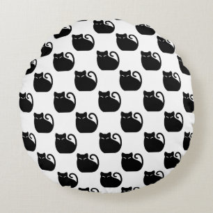 Cute Black Cats Pattern Round Pillow