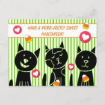 Cute Black Cats Purr-fectly Sweet Halloween Holiday Postcard