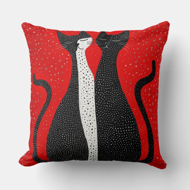 Cute black cats throw pillow (Front)