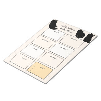 Cute Black Cats Weekly Planner Personalized Notepad