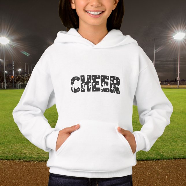 Cute Black Cheer Typography Cheerleader Silhouette Hoodie (Creator Uploaded)