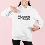 Cute Black Cheer Typography Cheerleader Silhouette Hoodie at Zazzle