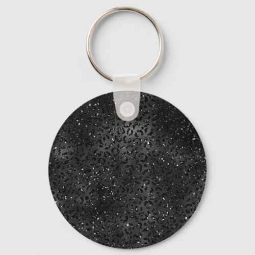 Cute Black Cheetah Leopard Skin Print Animal Keychain