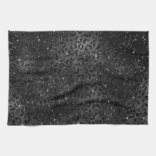 Cute Black Cheetah Leopard Skin Print Animal Kitchen Towel