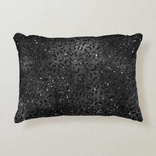 Cute Black Cheetah Leopard Skin Print Pattern Accent Pillow