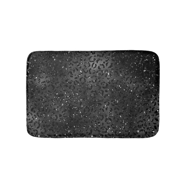 Cute Black Cheetah Leopard Skin Print Pattern Bath Mat (Front)