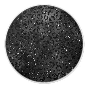 Cute Black Cheetah Leopard Skin Print Pattern Ceramic Knob