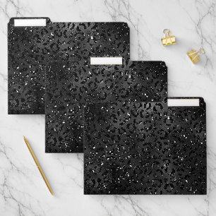 Cute Black Cheetah Leopard Skin Print Pattern File Folder