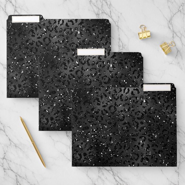 Cute Black Cheetah Leopard Skin Print Pattern File Folder (Set)