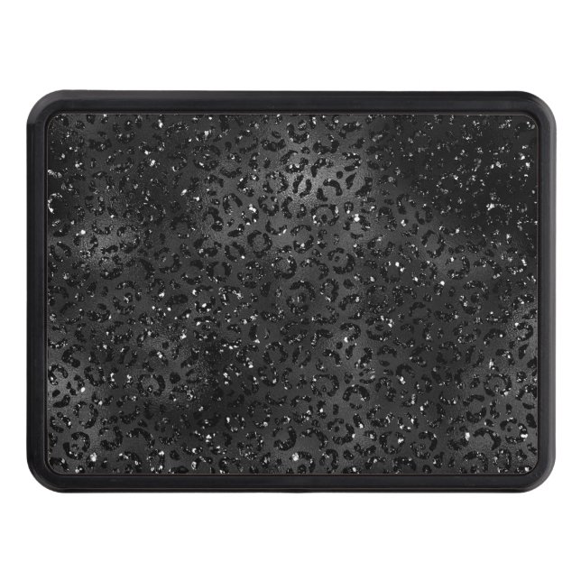 Cute Black Cheetah Leopard Skin Print Pattern Hitch Cover (Front)